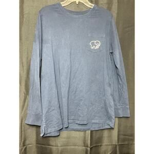 Ivory Ella Navy Cheerleader Elephant Long Sleeve Organic Shirt Size XL Women's